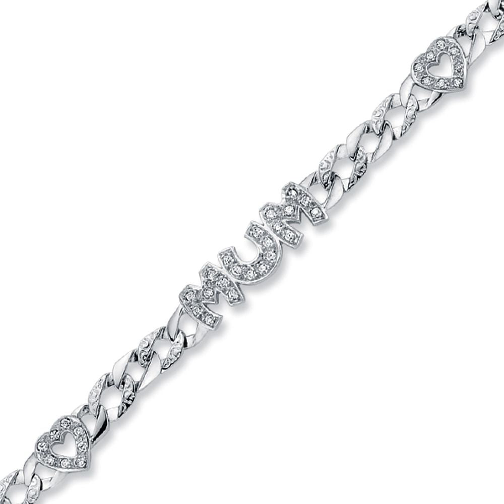 925 Silver Cubic Zirconia Set Heart Mum Bracelet – Imperial Time