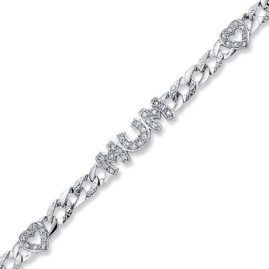 925 Silver Cubic Zirconia Set Heart Mum Bracelet – Imperial Time