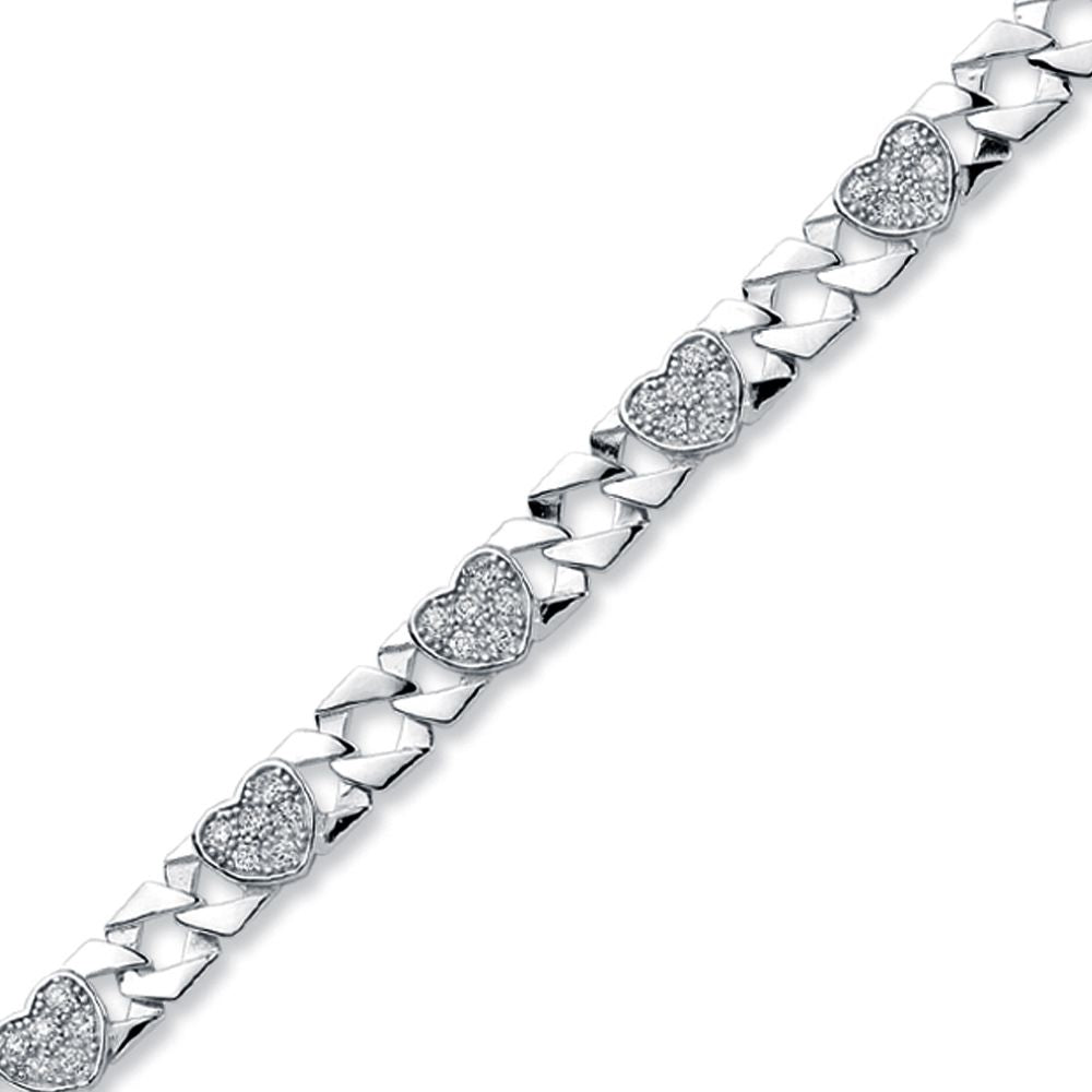 925 Silver Cubic Zirconia Set Heart Curb Bracelet – Imperial Time
