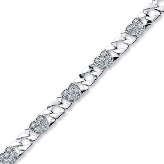 925 Silver Cubic Zirconia Set Heart Curb Bracelet – Imperial Time