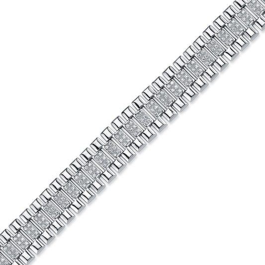 925 Silver Cubic Zirconia Set Watch Bracelet – Imperial Time