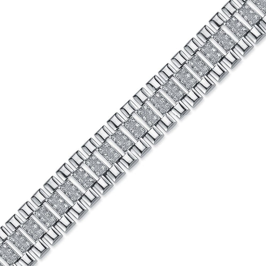 925 Silver Cubic Zirconia Set Watch Bracelet – Imperial Time
