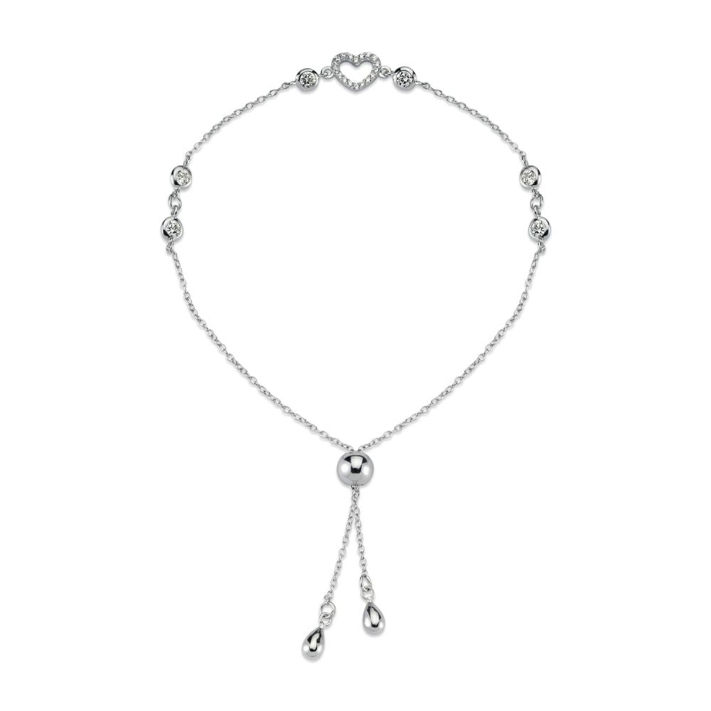925 Silver Cubic Zirconia Heart and Bead Bracelet – Imperial Time