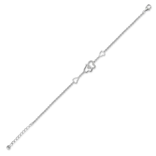925 Silver Cubic Zirconia Set Double Heart Bracelet – Imperial Time