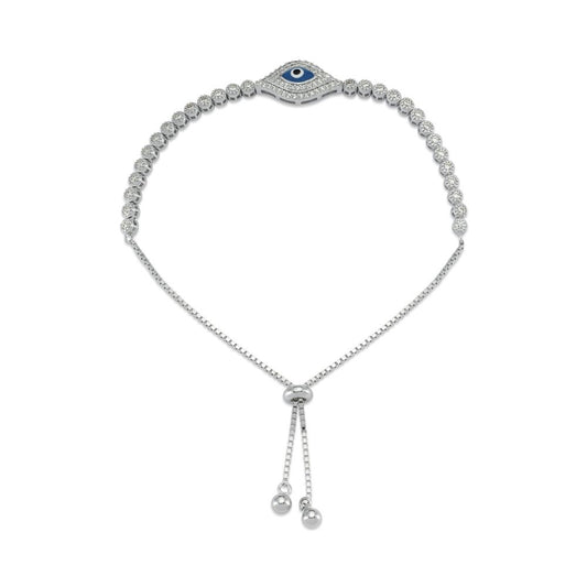 925 Silver Cubic Zirconia Evil Eye Toggle Bracelet – Imperial Time