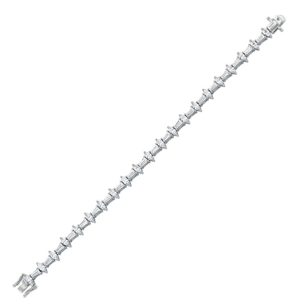 925 Silver Baguette & Marquise Cubic Zirconia Bracelet – Imperial Time
