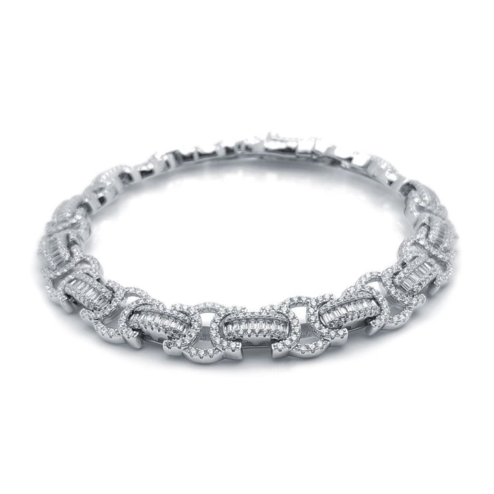 925 Silver Cubic Zirconia Set Flat Byzantine Bracelet – Imperial Time
