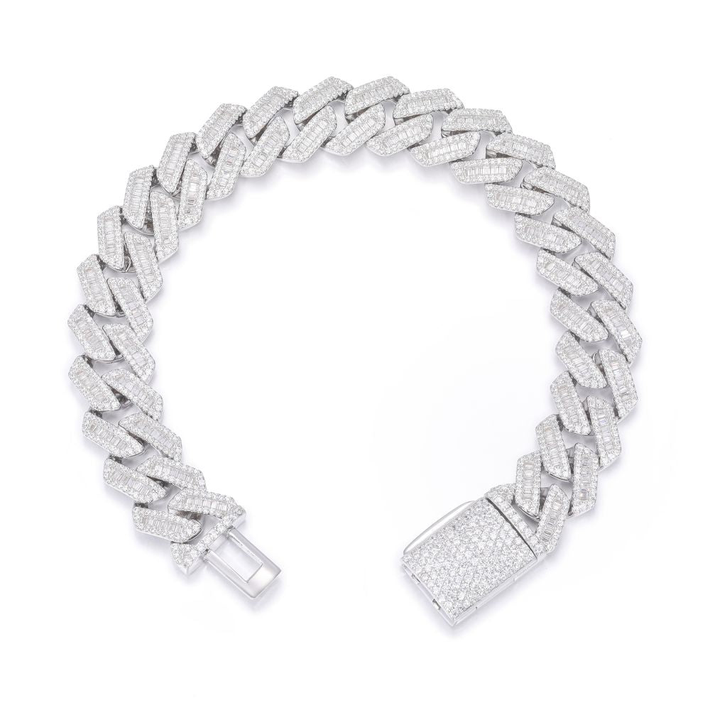 925 Silver Baguette Cubic Zirconia Set Cuban Chain 12.0mm – Imperial Time