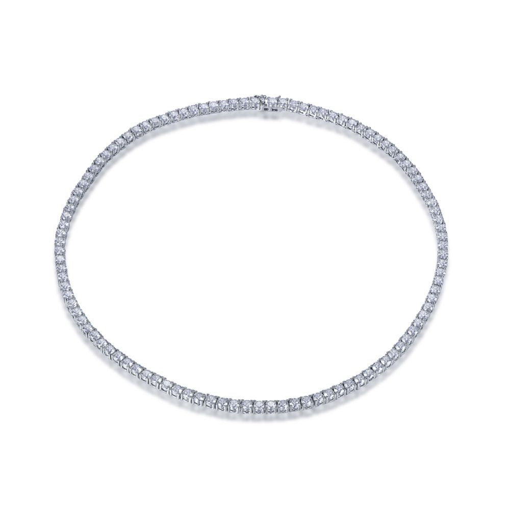 925 Silver Cubic Zirconia Set Tennis Necklace 4.0mm 17 Inch – product view