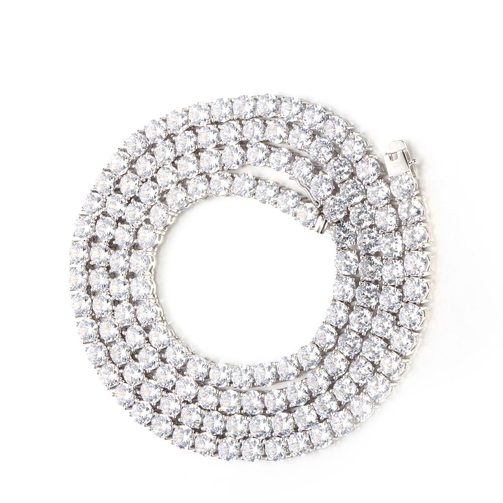 925 Silver Cubic Zirconia Set Tennis Necklace 6.0mm 17 Inch – product view