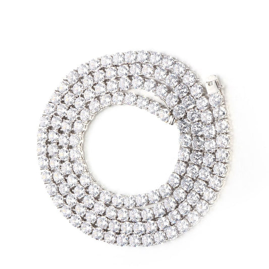 925 Silver Cubic Zirconia Set Tennis Necklace 6.0mm 17 Inch – product view