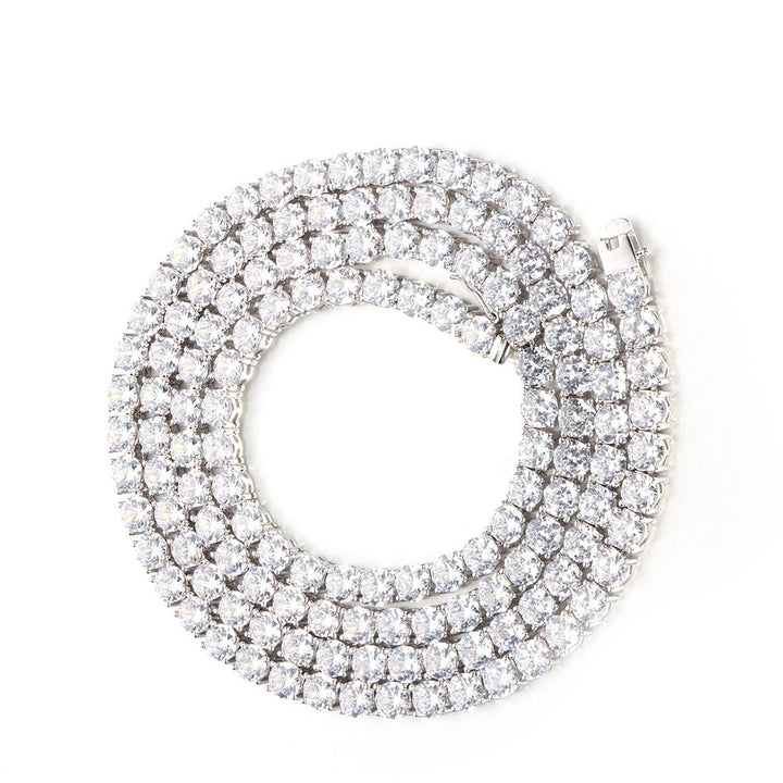 925 Silver Cubic Zirconia Set Tennis Necklace 6.0mm 17 Inch – product view