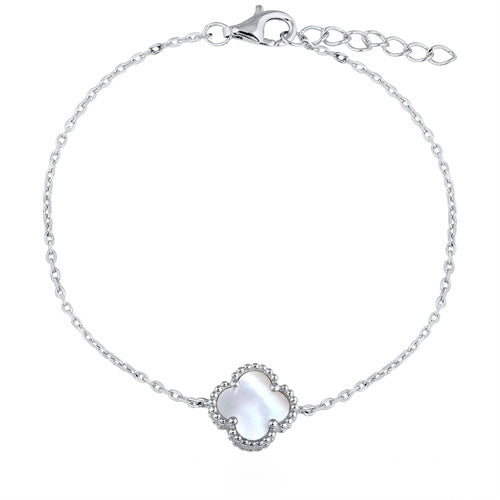 925 Silver 14ct Gold Plated MOP Clover Bracelet (ABB224-GP) – product view