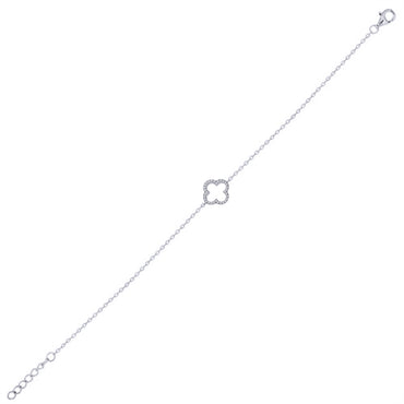925 Silver Rhodium Plated Cubic Zirconia Set Clover Bracelet – side view