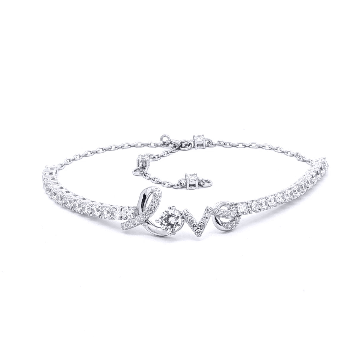 925 Silver Cubic Zirconia Set Love Bracelet With Extender – Imperial Time