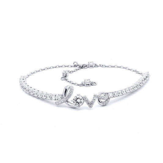 925 Silver Cubic Zirconia Set Love Bracelet With Extender – Imperial Time