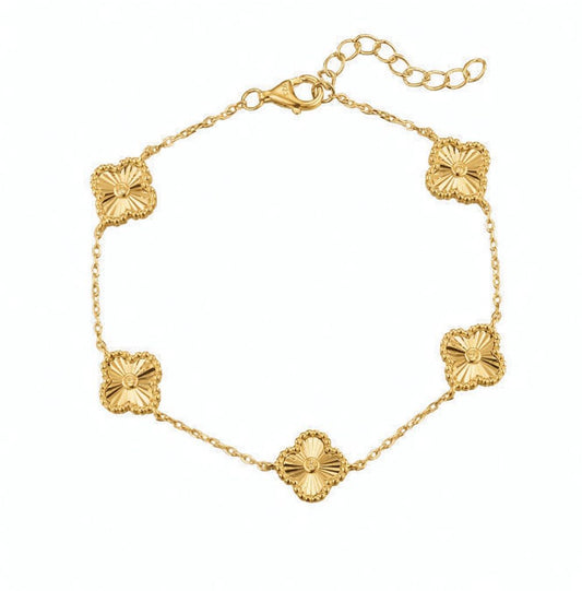 925 Sterling Silver Gold Plated Cubic Zirconia Clover Bracelet – Imperial Time