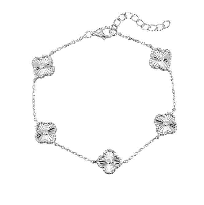 925 Sterling Silver Cubic Zirconia Clover Bracelet – Imperial Time