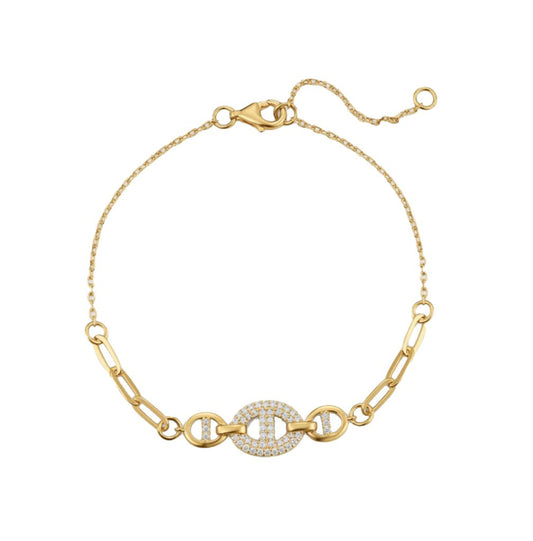 925 Sterling Silver Gold Plated Cubic Zirconia Link Bracelet – Imperial Time