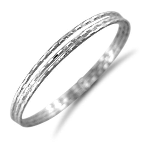 925 Silver 3 Strand Diamond Cut Slave Bangle – Imperial Time