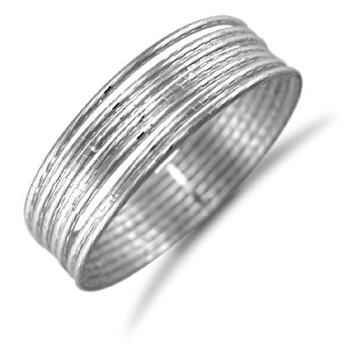 925 Sterling Silver 7 Strand Diamond Cut Slave Bangle – Imperial Time