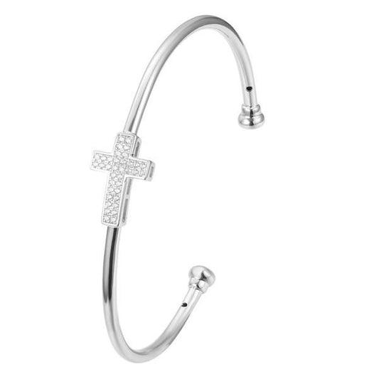 925 Sterling Silver Cubic Zirconia Cross Bangles – Imperial Time