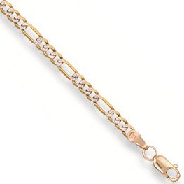 Yellow Gold Rhodium Plated Figaro Anklet