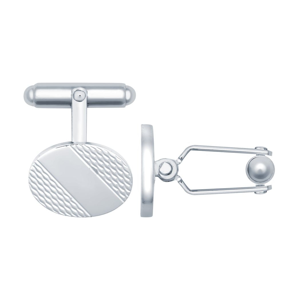 925 Silver Engine Turned Oval Cufflinks Swivel Backs – Imperial Time