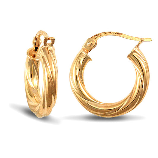 925 Sterling Silver Gold Plated 3mm round-tube twisted Hoop Earrings with a creole fixing. – Imperial Time
