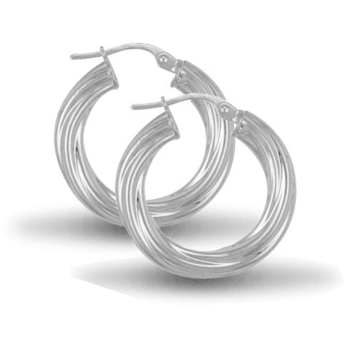 925 Sterling Silver 4mm round-tube twisted creole Hoop Earrings – Imperial Time