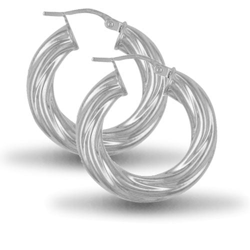 925 Sterling Silver 5mm round-tube twisted creole Hoop Earrings – Imperial Time