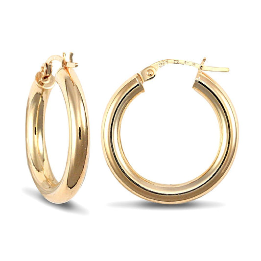 925 Sterling Silver Gold Plated 3mm polished creole Hoop Earrings – Imperial Time