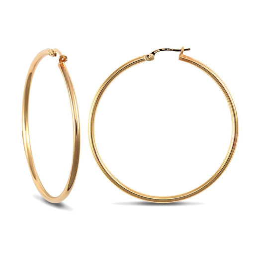 925 Sterling Silver Gold Plated 2mm polished creole Hoop Earrings – Imperial Time