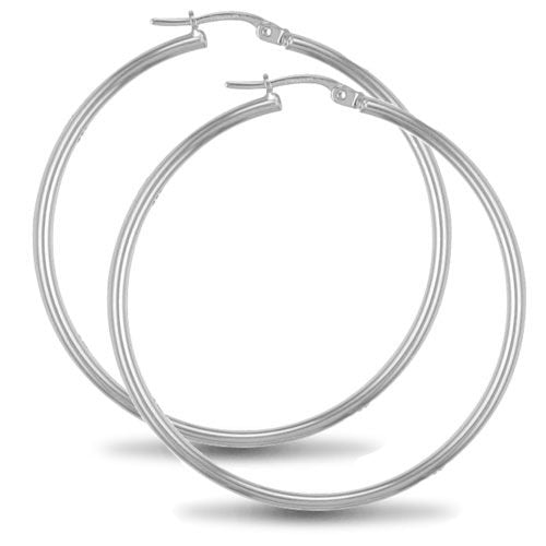 925 Sterling Silver 2mm polished creole Hoop Earrings – Imperial Time