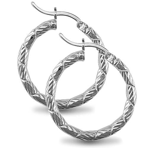 925 Silver Diamond Cut Twist Hoop Earrings – Imperial Time