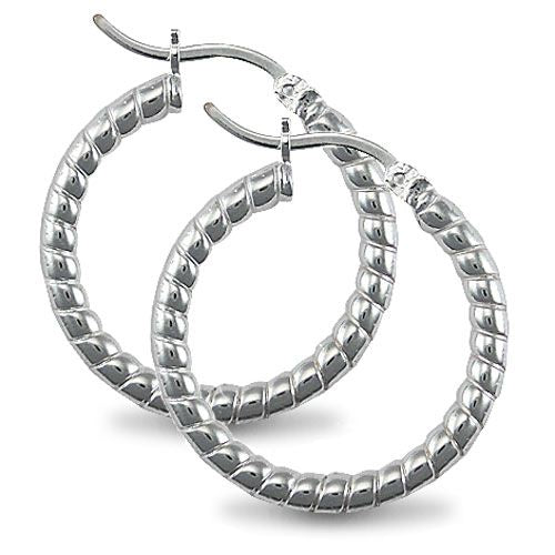 925 Silver Ribbed Hoop Earrings – Imperial Time