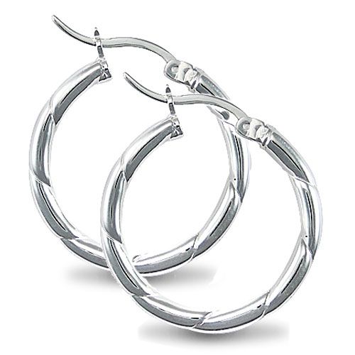 925 Silver Ribbed Hoop Earrings – Imperial Time