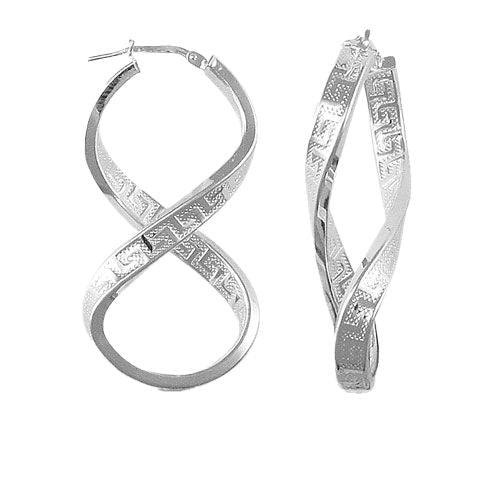 ladies 925 Sterling Silver Greek key figure of eight creole Hoop Earrings – Imperial Time