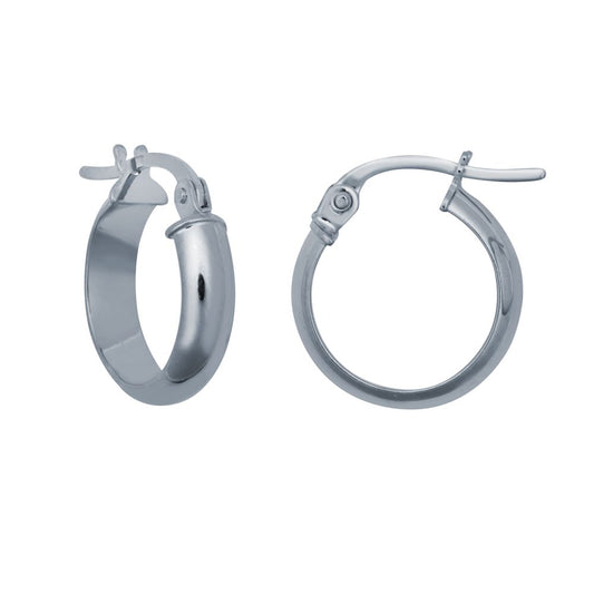 925 Sterling Silver 4mm Wedding Band Style Hoop Earrings – Imperial Time