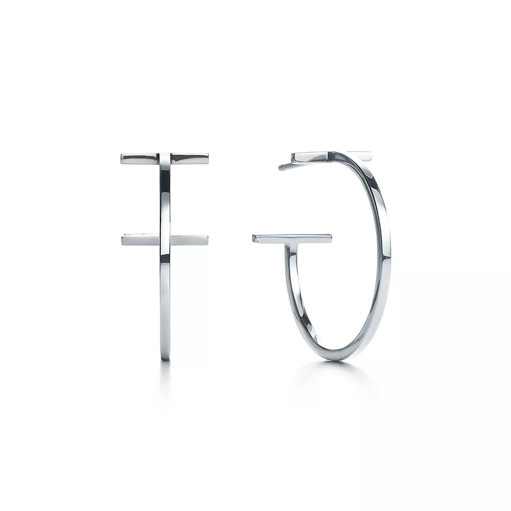 925 Sterling Silver Polished T Hoop 20mm Earrings – Imperial Time