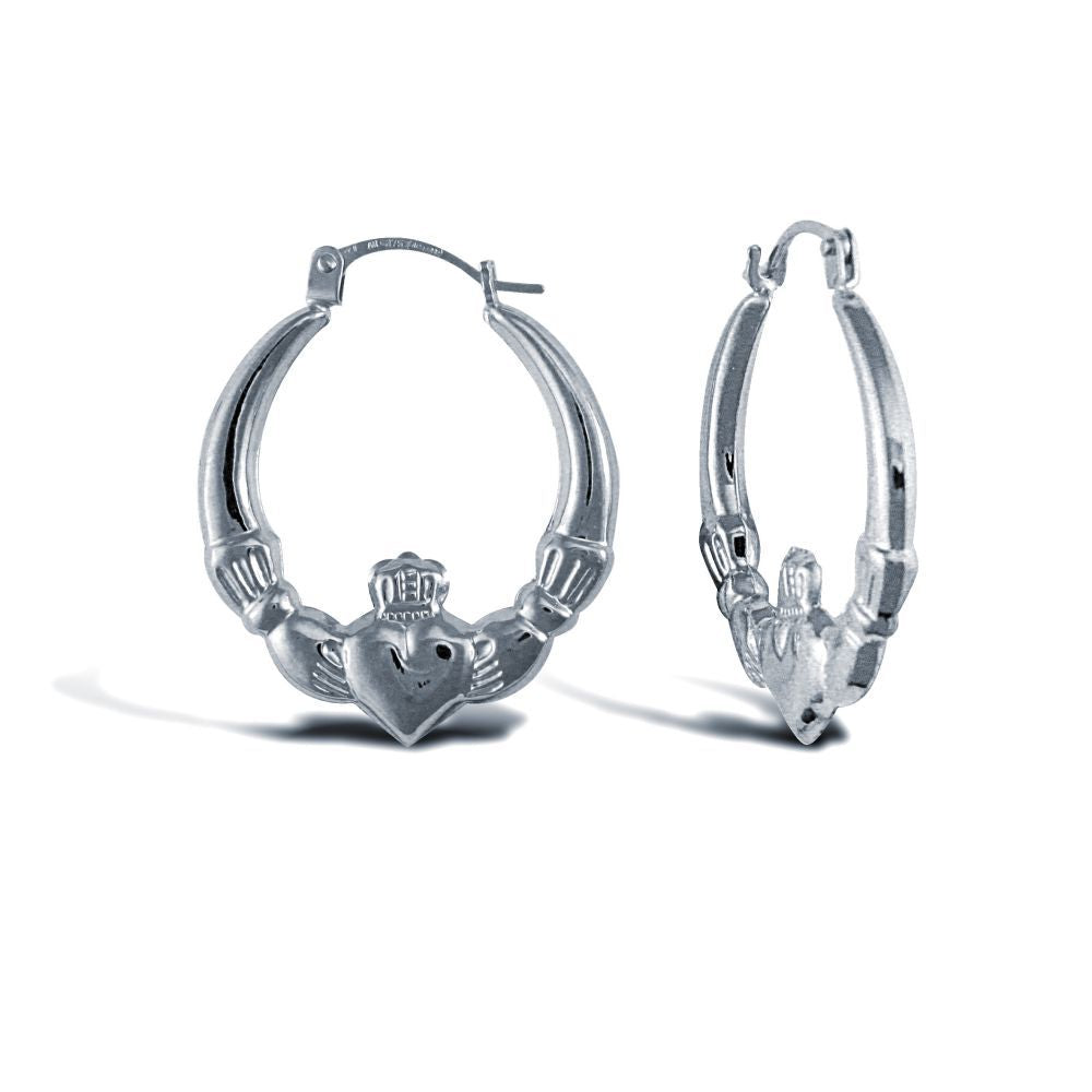 925 Sterling Silver polished Claddagh creole earrings – Imperial Time