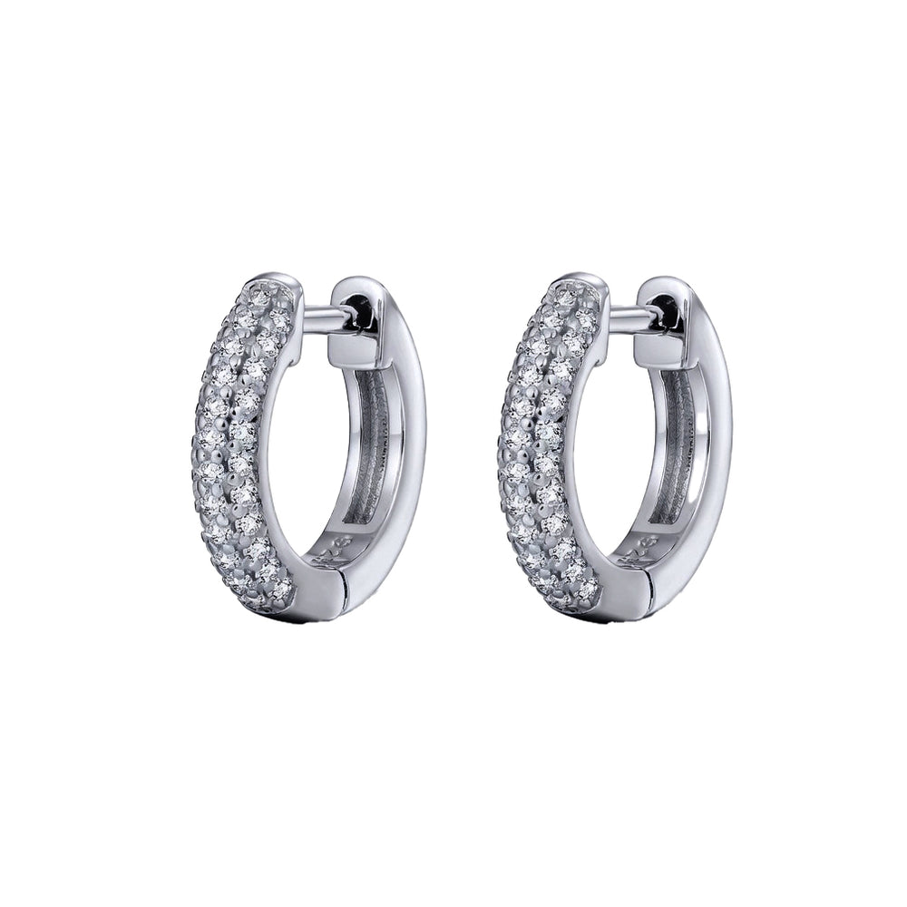 925 Silver CZ Set Huggie Earrings – product view