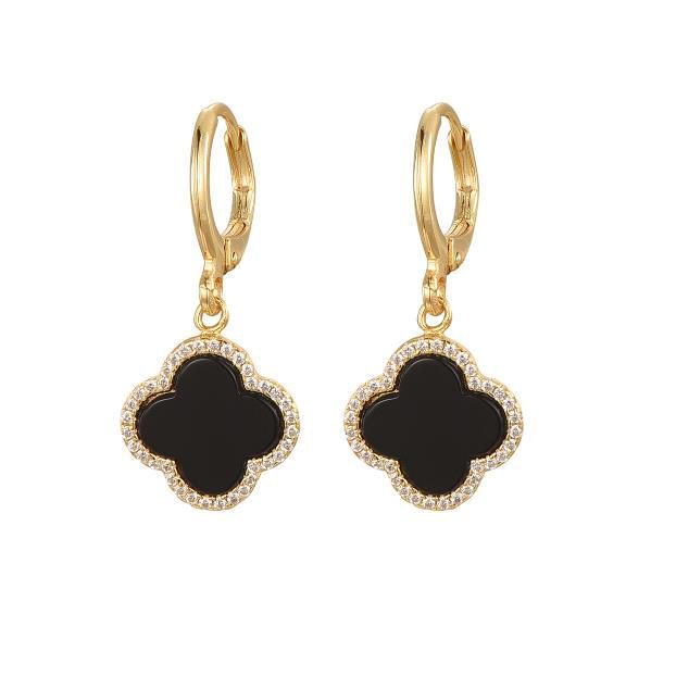 925 Sterling Silver Gold Plated Black Clover Hoops – Imperial Time