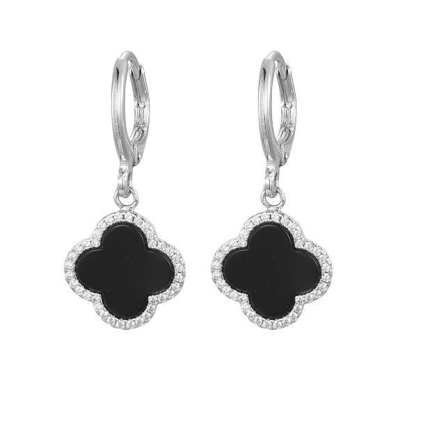 925 Sterling Silver Cubic Zirconia Black Clover Hoops – Imperial Time