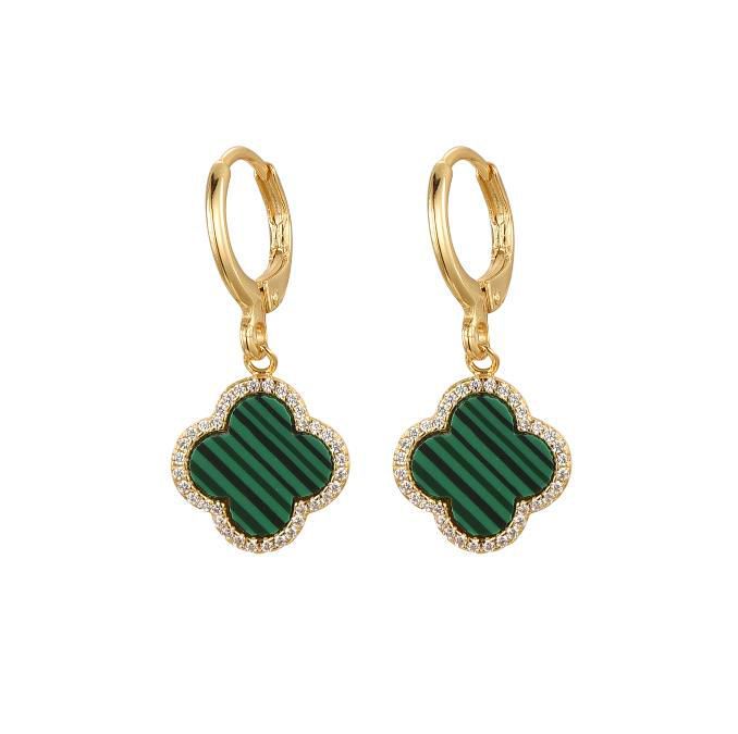 925 Sterling Silver Gold Plated Green Clover Hoops – Imperial Time