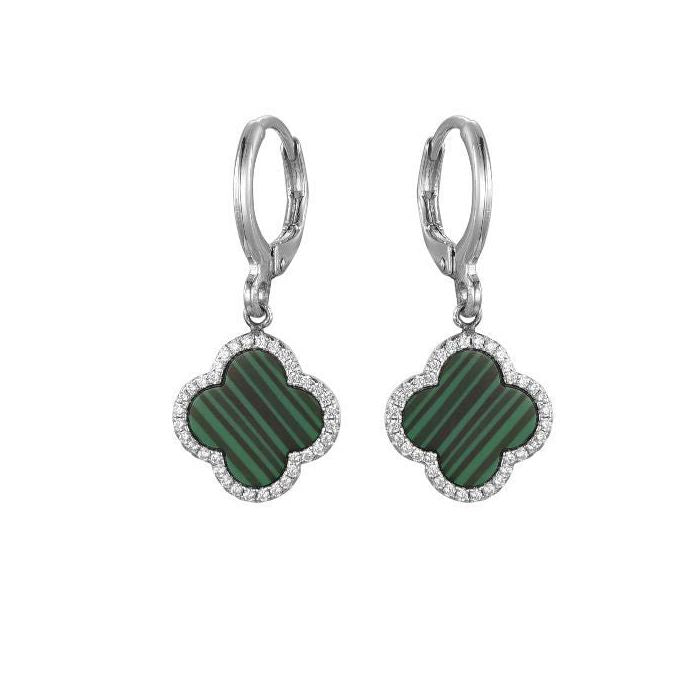 925 Sterling Silver Cubic Zirconia Green Clover Hoops – Imperial Time
