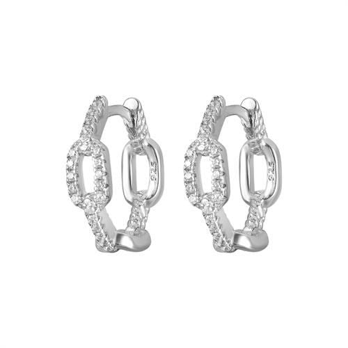 925 Sterling Silver Cubic Zirconia Chain Link Hoops – Imperial Time