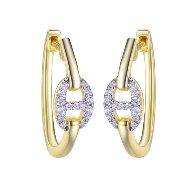 925 Sterling Silver Gold Plated Cubic Zirconia Link Hoops – Imperial Time