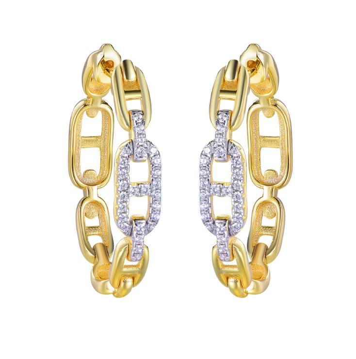 925 Sterling Silver Gold Plated Cubic Zirconia Chain Hoops – Imperial Time