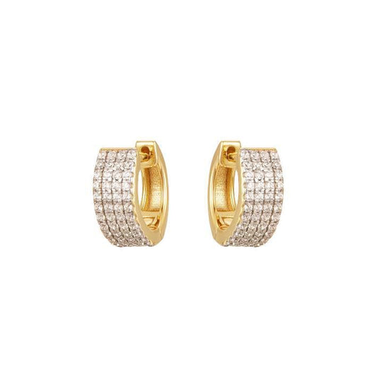 925 Sterling Silver Gold Plated Cubic Zirconia Huggie Hoops – Imperial Time